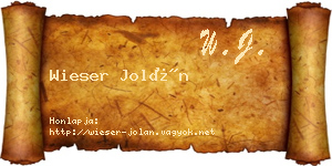 Wieser Jolán névjegykártya